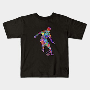 Soccer player watercolor art Kids T-Shirt